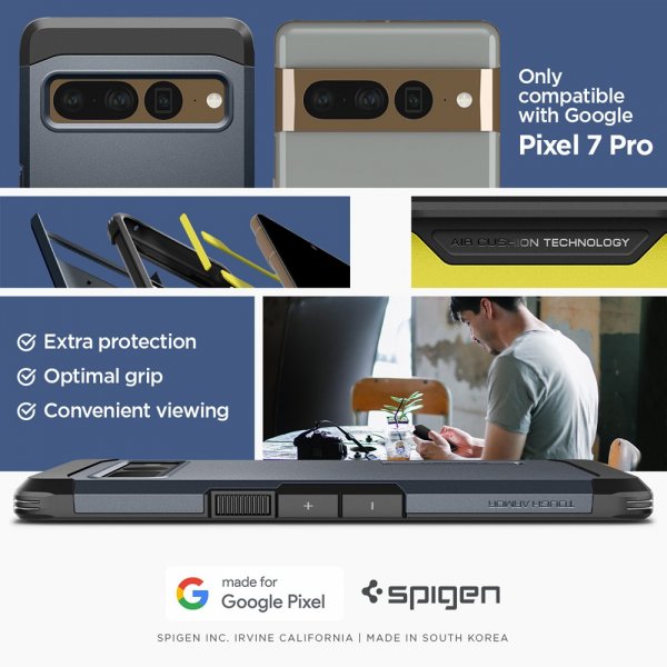 Spigen Google Pixel 7 Pro Deksel Tough Armor Metal Slate