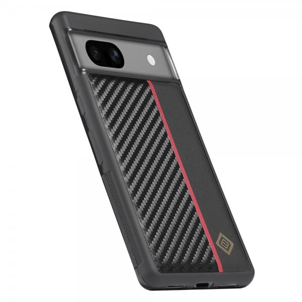 Lc.Imeeke Google Pixel 7 Deksel Karbonfibertekstur Rød Stripe Svart