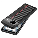 Lc.Imeeke Google Pixel 7 Deksel Karbonfibertekstur Rød Stripe Svart