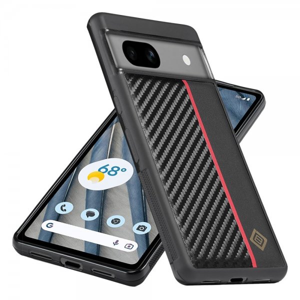 Lc.Imeeke Google Pixel 7 Deksel Karbonfibertekstur Rød Stripe Svart
