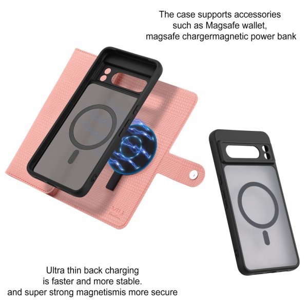 VILI Google Pixel 8 Pro Etui Avtagbart Deksel GHB Series MagSafe Rosa
