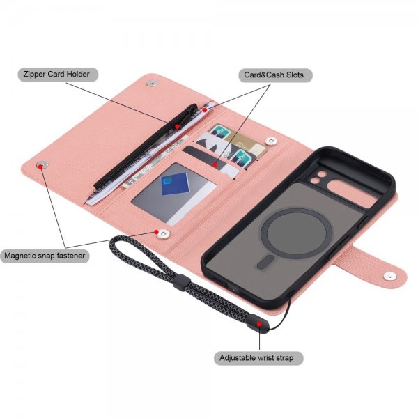 VILI Google Pixel 8 Pro Etui Avtagbart Deksel GHB Series MagSafe Rosa