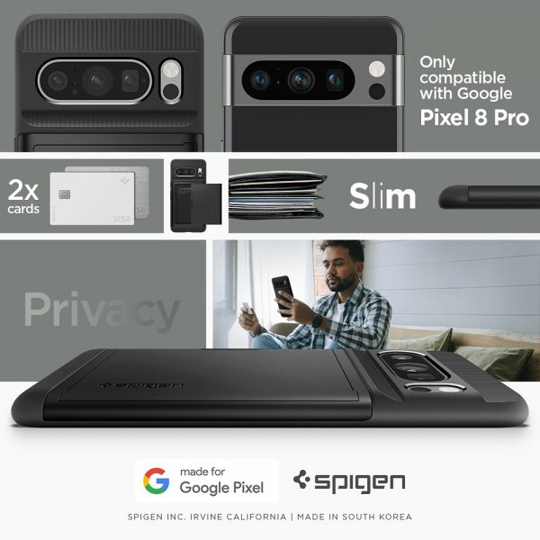 Spigen Google Pixel 8 Pro Deksel Slim Armor CS Svart
