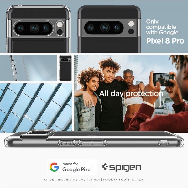 Spigen Google Pixel 8 Pro Deksel Ultra Hybrid Crystal Clear