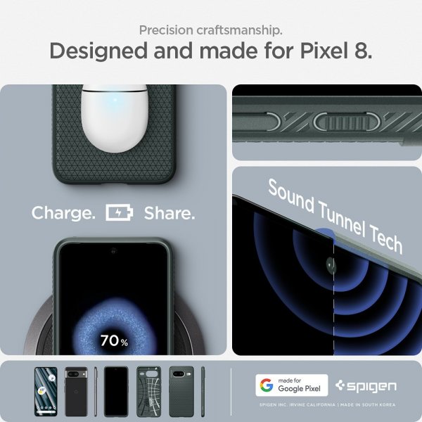 Spigen Google Pixel 8 Deksel Liquid Air Abyss Green