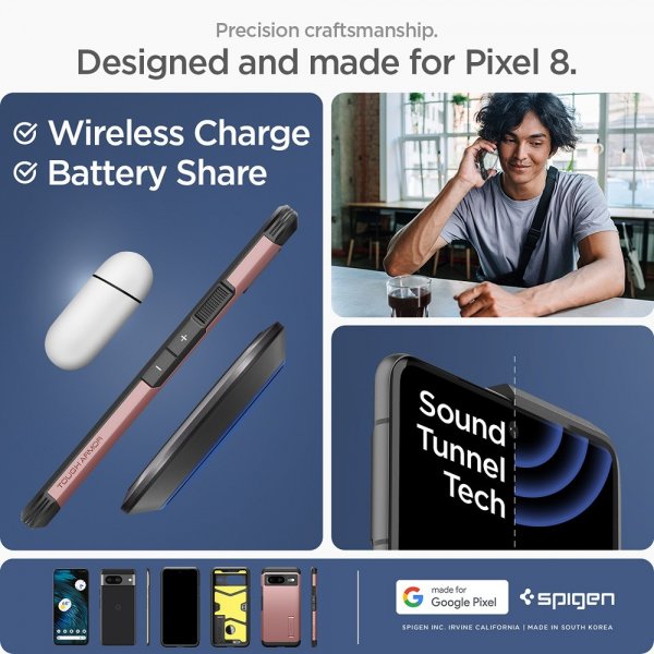 Spigen Google Pixel 8 Deksel Tough Armor Rose Gold