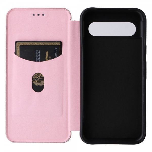 Google Pixel 8a Etui Karbonfibertekstur Rosegull