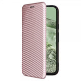 Google Pixel 8a Etui Karbonfibertekstur Rosegull