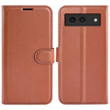 Google Pixel 8a Etui Litchi Brun