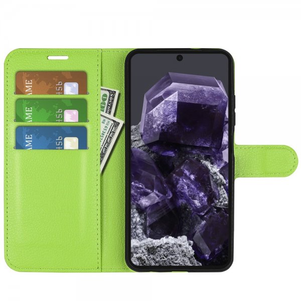 Google Pixel 8a Etui Litchi Grønn