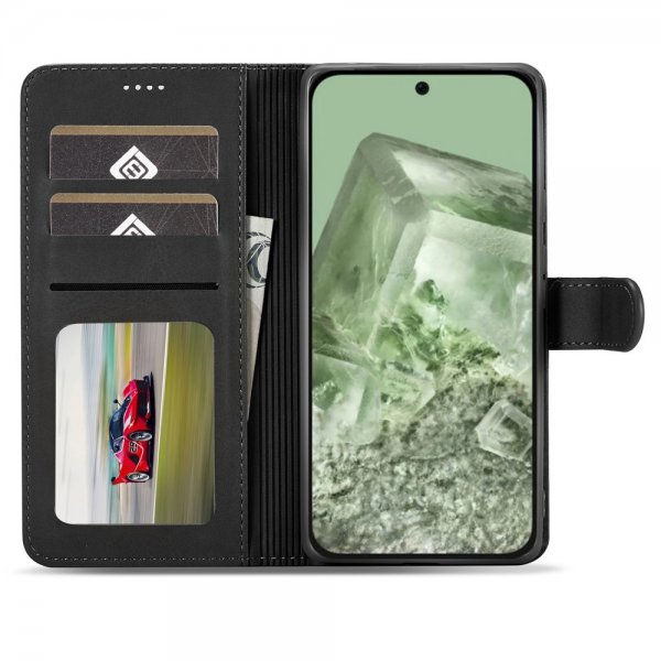 Lc.Imeeke Google Pixel 8a Etui med Kortlomme stativfunksjon Svart