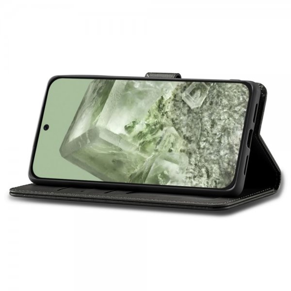 Lc.Imeeke Google Pixel 8a Etui med Kortlomme stativfunksjon Svart