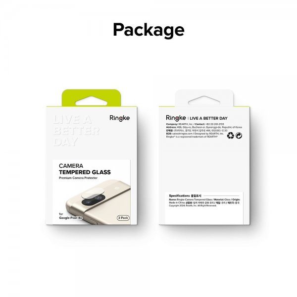 Ringke Google Pixel 8a Kamerabeskytter Camera Protector Glass 3-pack