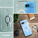 Spigen Google Pixel 8a Deksel Ultra Hybrid Metal Ring MagFit Hvit