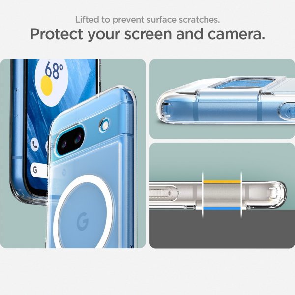 Spigen Google Pixel 8a Deksel Ultra Hybrid Metal Ring MagFit Hvit