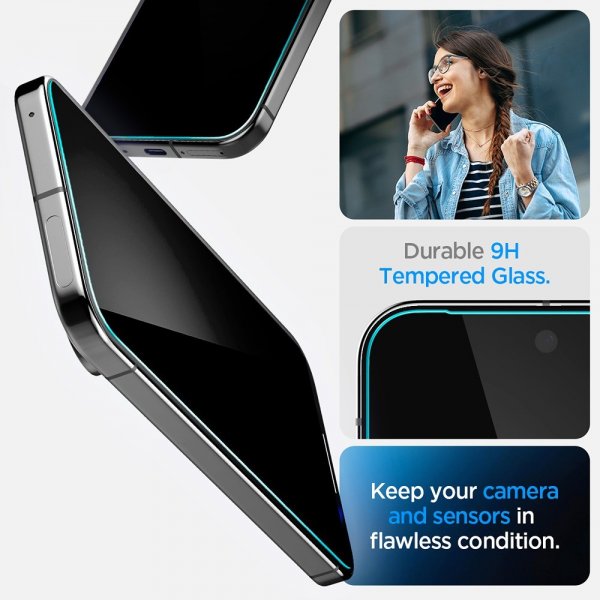 Spigen Google Pixel 9/9 Pro/Pixel 10/10 Pro Skjermbeskytter GLAS.tR EZ Fit Privacy 2-pakning