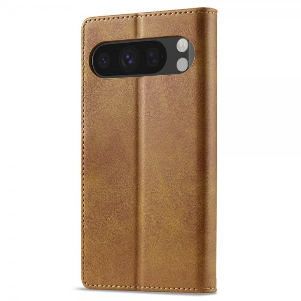 Lc.Imeeke Google Pixel 9/Pixel 9 Pro Etui med Kortlomme stativfunksjon Lysebrun