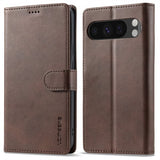 Lc.Imeeke Google Pixel 9/Pixel 9 Pro Etui med Kortlomme stativfunksjon Mørkebrun