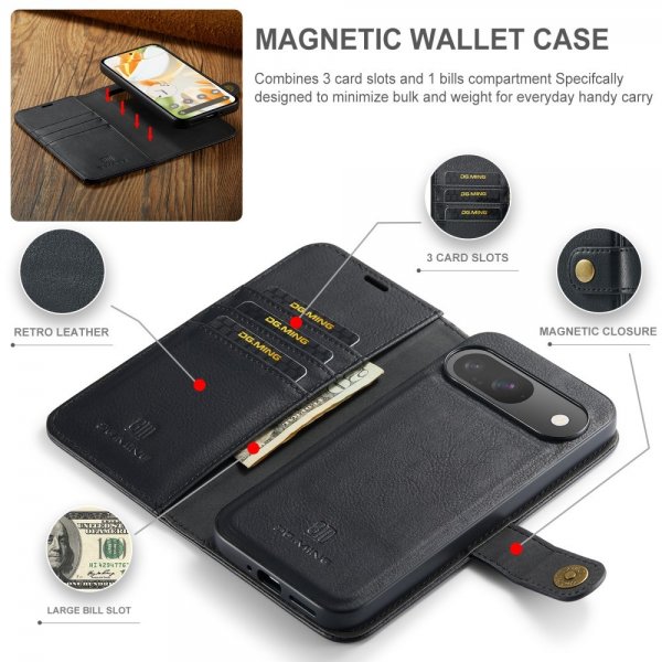 Dg.Ming Google Pixel 9/Pixel 9 Pro Etui Avtagbart Deksel Svart