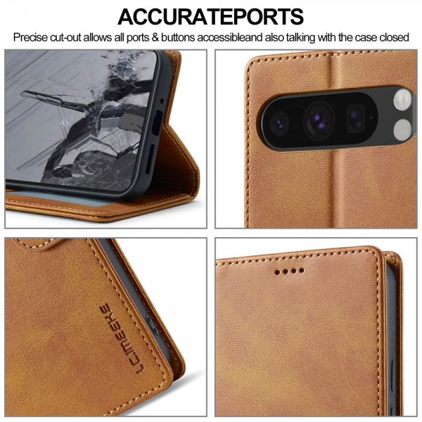 Lc.Imeeke Google Pixel 9/Pixel 9 Pro/Pixel 10/Pixel 10 Pro Etui med Kortlomme Lysebrun