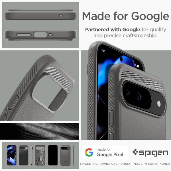 Spigen Google Pixel 9/Pixel 9 Pro Deksel Rugged Armor Marble Gray