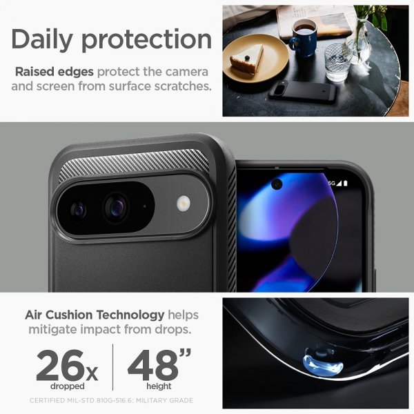 Spigen Google Pixel 9/Pixel 9 Pro Deksel Rugged Armor Matte Black