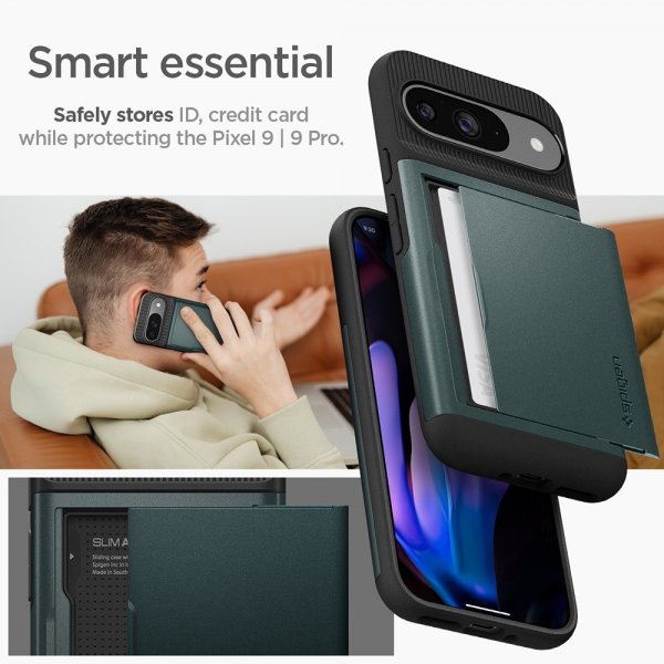 Spigen Google Pixel 9/Pixel 9 Pro Deksel Slim Armor CS Abyss Green