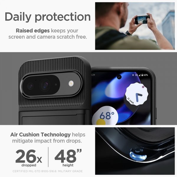 Spigen Google Pixel 9/Pixel 9 Pro Deksel Slim Armor CS Svart