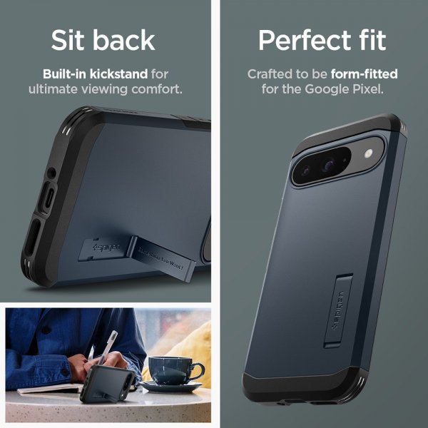 Spigen Google Pixel 9/Pixel 9 Pro Deksel Tough Armor Metal Slate