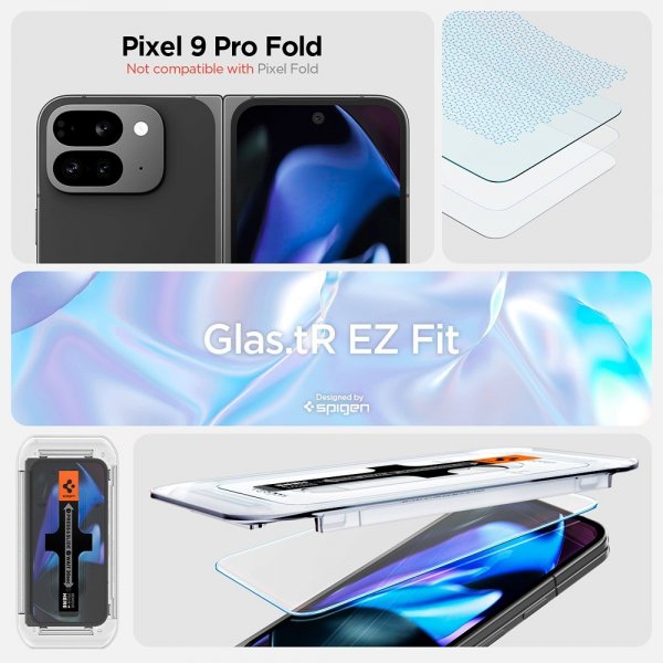 Spigen Google Pixel 9 Pro Fold Skjermbeskytter GLAS.tR EZ Fit 2-pakning