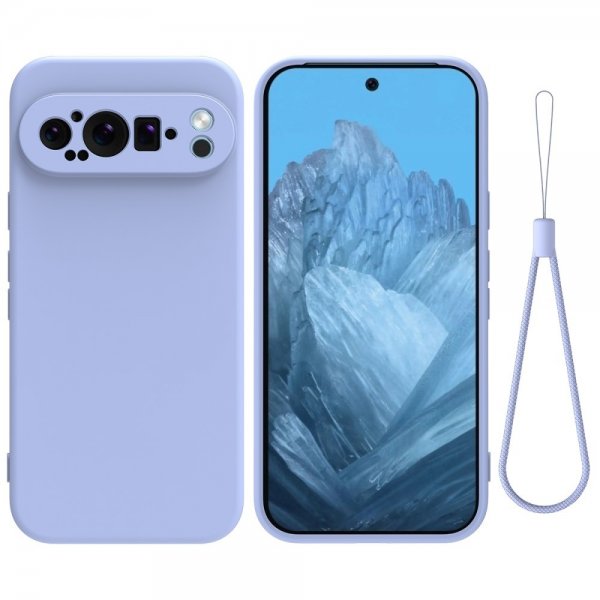 Google Pixel 9 Pro Deksel med Stropp Silikon Lilla