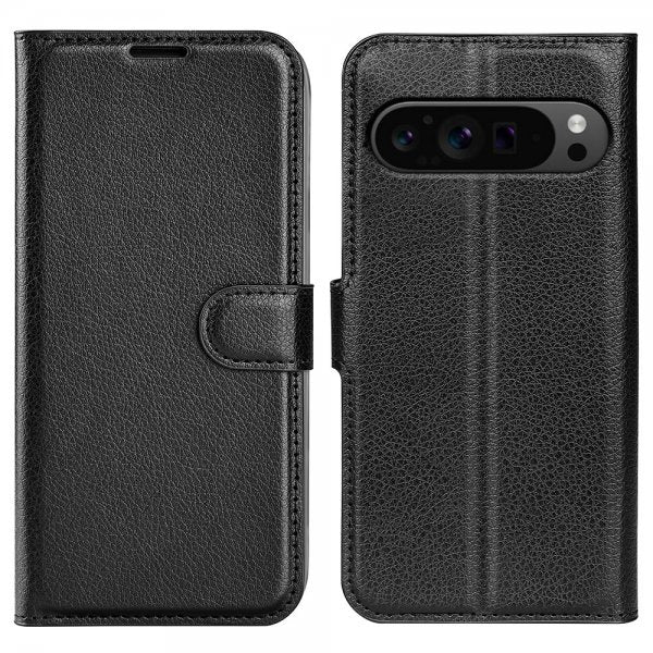 Google Pixel 9 Pro XL Etui Litchi Svart