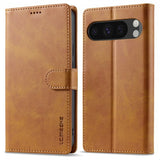 Lc.Imeeke Google Pixel 9 Pro XL Etui med Kortlomme stativfunksjon Lysebrun