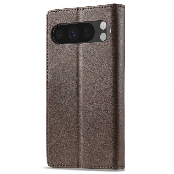 Lc.Imeeke Google Pixel 9 Pro XL Etui med Kortlomme stativfunksjon Mørkebrun