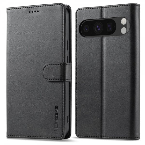 Lc.Imeeke Google Pixel 9 Pro XL Etui med Kortlomme stativfunksjon Svart