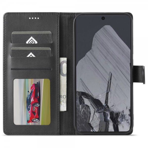 Lc.Imeeke Google Pixel 9 Pro XL Etui med Kortlomme stativfunksjon Svart