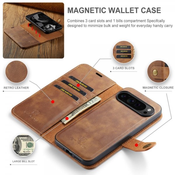 Dg.Ming Google Pixel 9 Pro XL Etui Avtagbart Deksel Brun