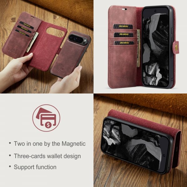 Dg.Ming Google Pixel 9 Pro XL Etui Avtagbart Deksel Rød