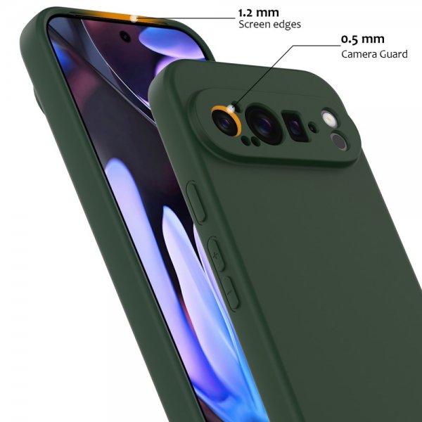 Google Pixel 9 Pro XL Deksel med Stropp Silikon MagSafe Mørkegrønn