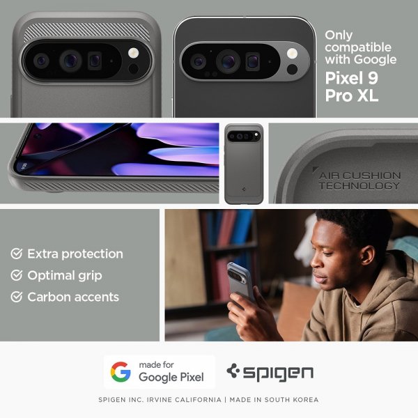 Spigen Google Pixel 9 Pro XL Deksel Rugged Armor Marble Gray