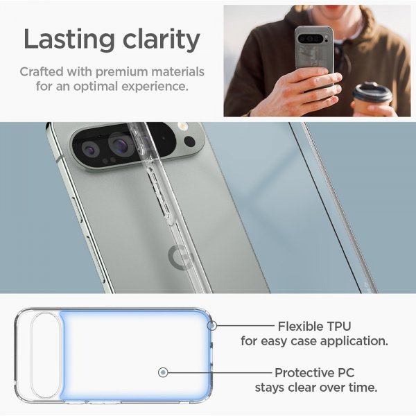 Spigen Google Pixel 9 Pro XL Deksel Ultra Hybrid Crystal Clear