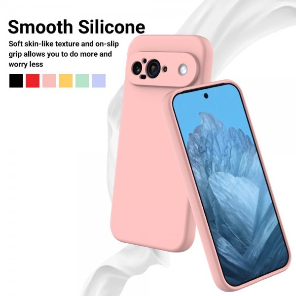 Google Pixel 9 Deksel med Stropp Silikon Rosa