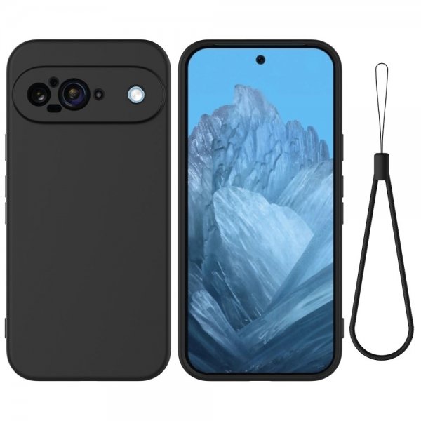 Google Pixel 9 Deksel med Stropp Silikon Svart