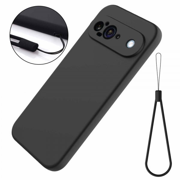 Google Pixel 9 Deksel med Stropp Silikon Svart