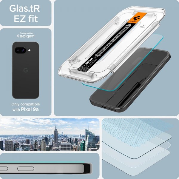 Spigen Google Pixel 9a Skjermbeskytter GLAS.tR EZ Fit 2-pakning