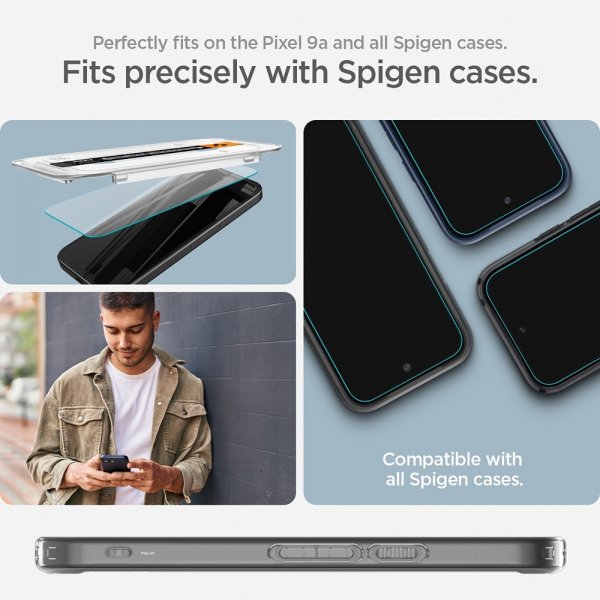 Spigen Google Pixel 9a Skjermbeskytter GLAS.tR EZ Fit 2-pakning