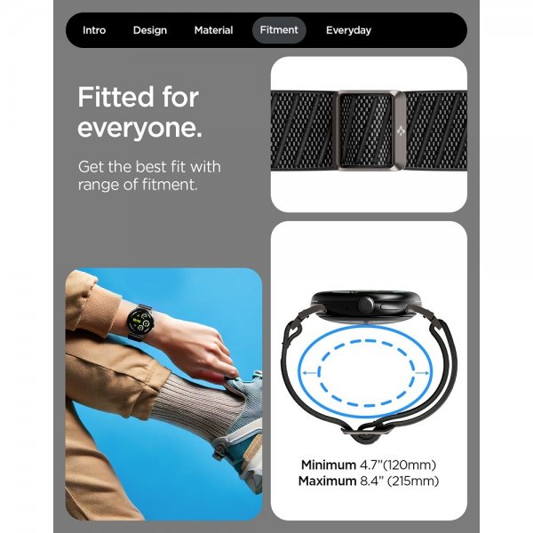 Spigen Google Pixel Watch 1/2/3/4 41mm Armbånd Lite Fit X Svart