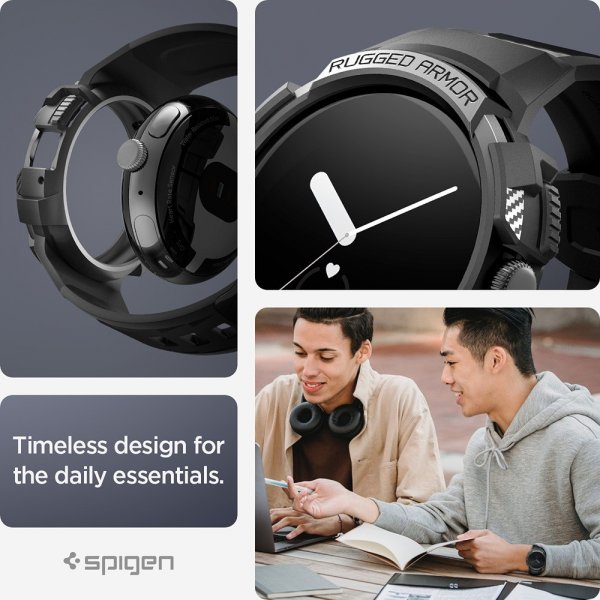 Spigen Google Pixel Watch 1/2/3 41mm Armbånd og Deksel Rugged Armor Pro Svart