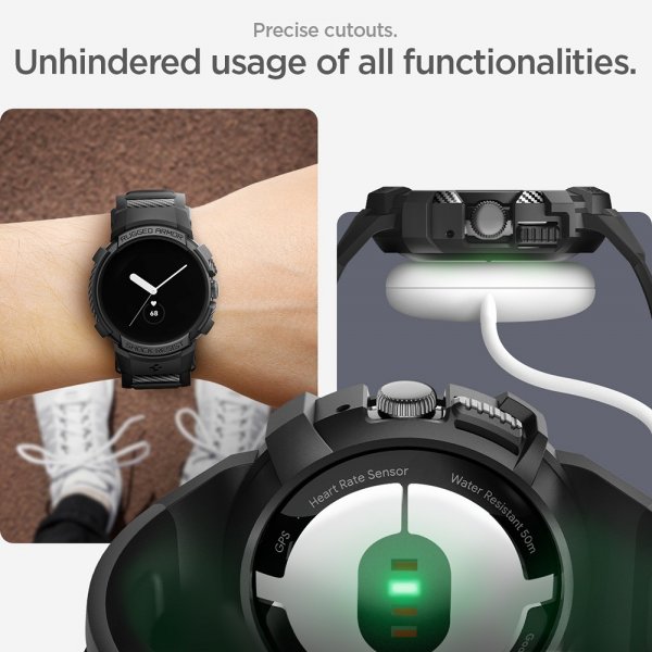 Spigen Google Pixel Watch 1/2/3 41mm Armbånd og Deksel Rugged Armor Pro Svart