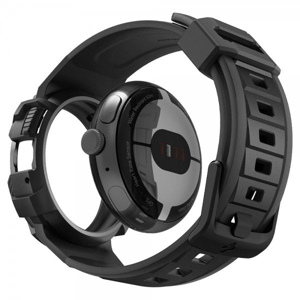 Spigen Google Pixel Watch 1/2/3 41mm Armbånd og Deksel Rugged Armor Pro Svart